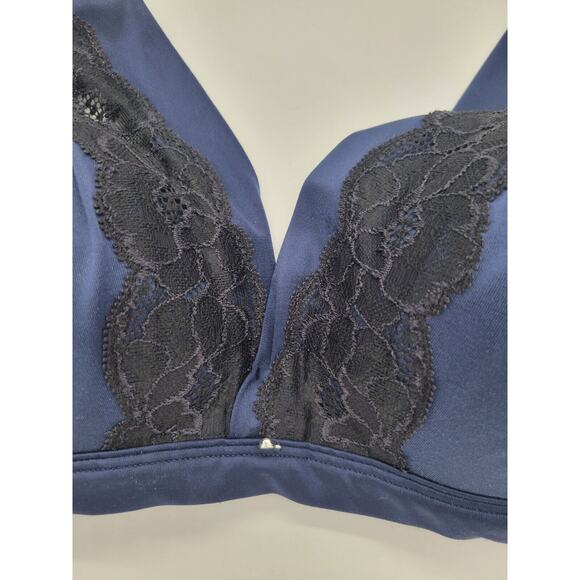 Maidenform Fit to Flirt Navy Blue Plunge All-Over Lace Wire Free Bra Size Medium - Picture 2 of 7